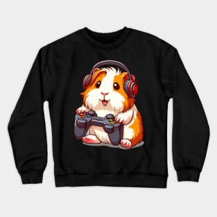 Funny guinea pig and Video Gamer Lover fluffy cavy Gamers Crewneck Sweatshirt